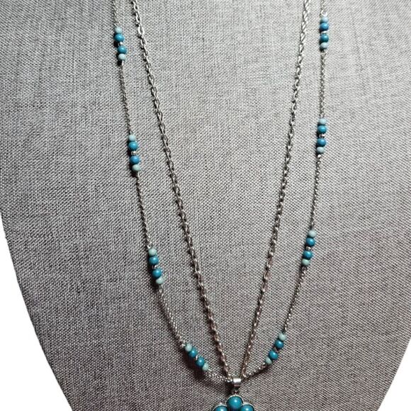 Turquoise Cascade Pendant Necklace (NWOT) - Picture 6 of 11